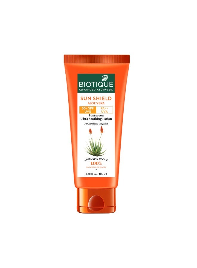 Biotique Sun Shield Aloe Vera 30+ Spf Sunscreen Ultra Soothing Lotion For Normal Skin, 100Ml - Image 1